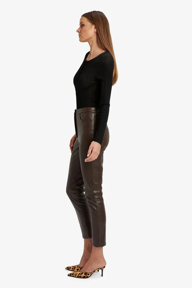 Women Pants Bardot Pearson Vegan Leather Pant In Dark Chocolate Dark Chocolate