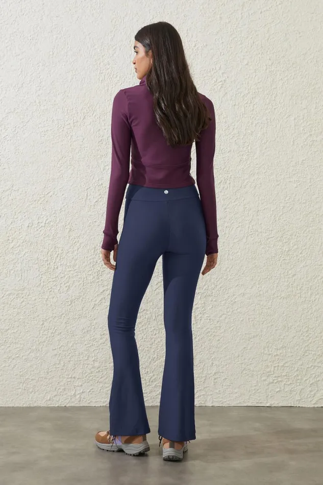 Women Pants Cotton On Fleece Lined Full Length Flare Oceanic Navy