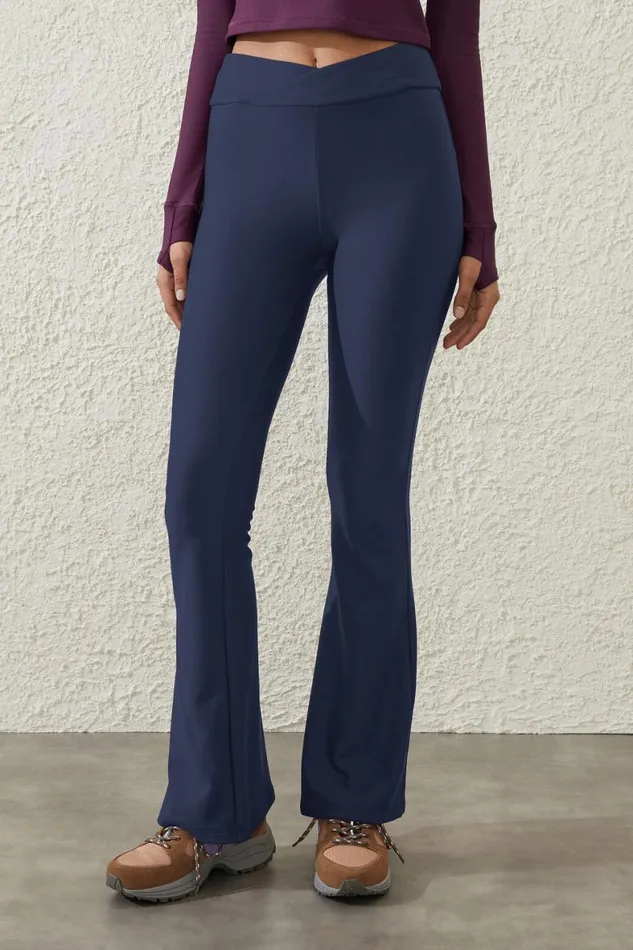 Women Pants Cotton On Fleece Lined Full Length Flare Oceanic Navy