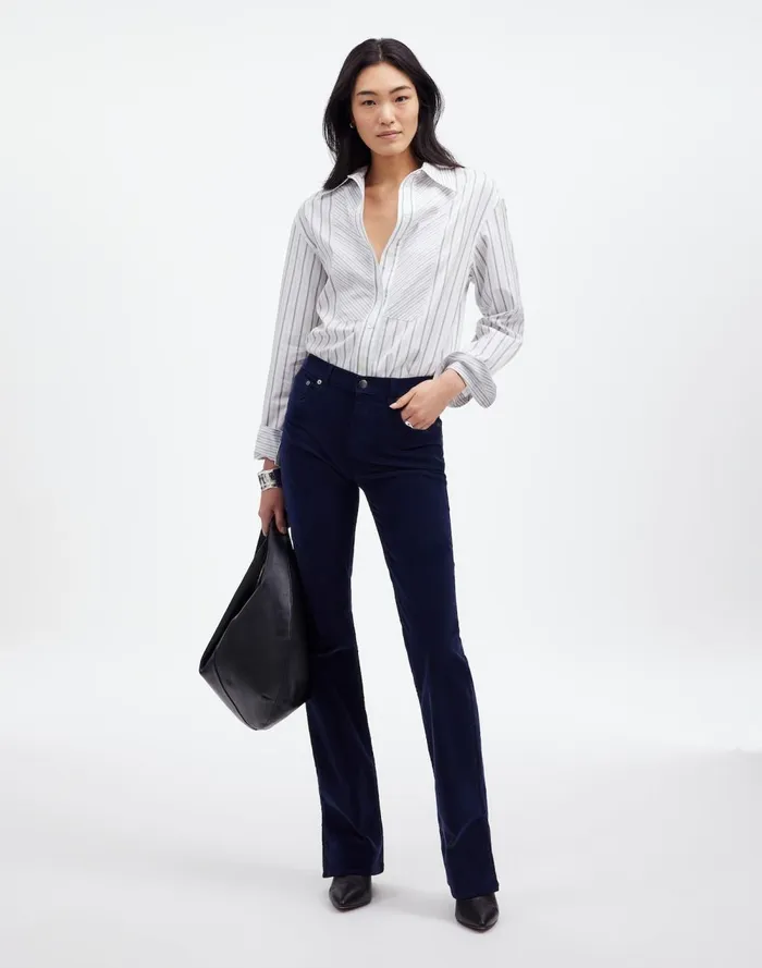 Women Pants Madewell Kick Out FullLength Pants In Garment Dye Corduroy True Midnight