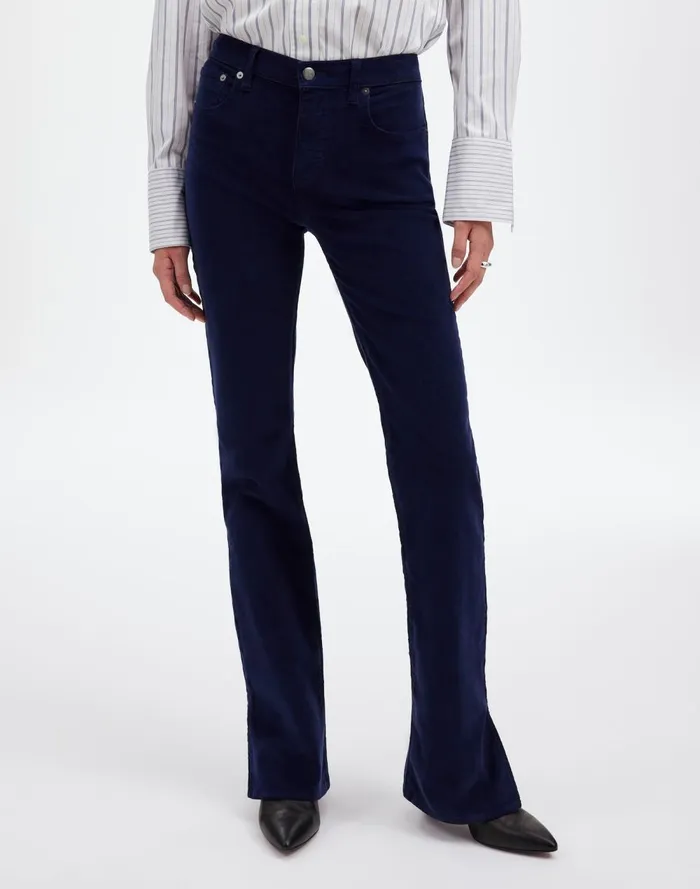 Women Pants Madewell Kick Out FullLength Pants In Garment Dye Corduroy True Midnight