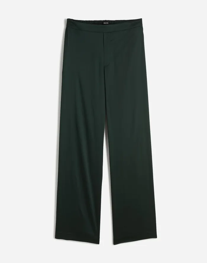 Women Pants Madewell PullOn Straight Pants In Stretch Satin Luxury Forest