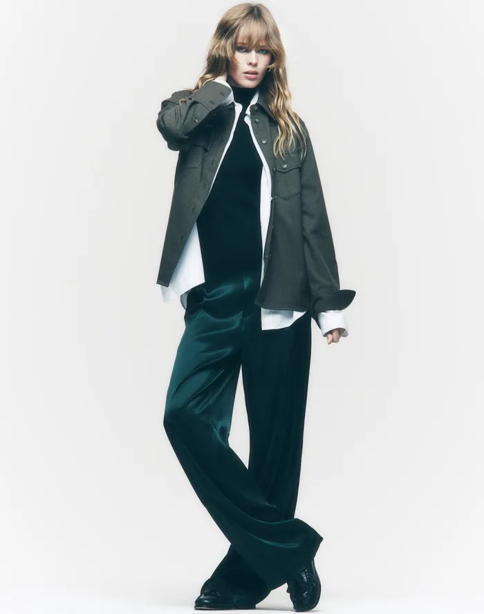 Women Pants Madewell PullOn Straight Pants In Stretch Satin Luxury Forest