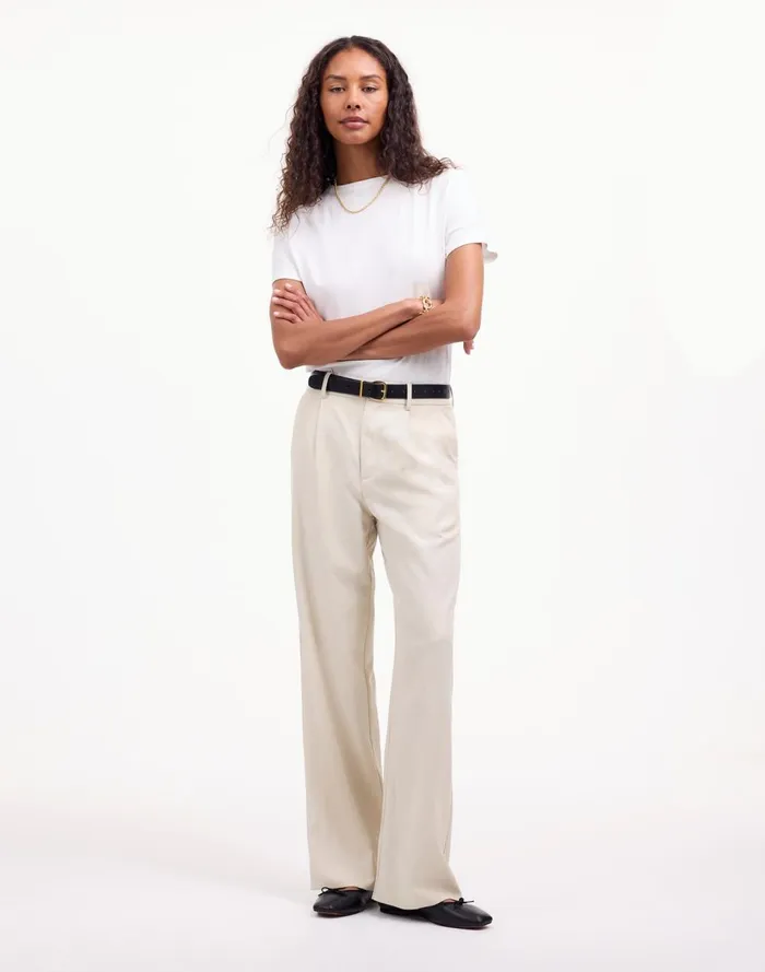 Women Pants Madewell Slouchy Straight Pants In Drapey Twill Muted Stone