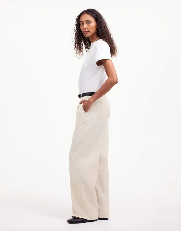Women Pants Madewell Slouchy Straight Pants In Drapey Twill Muted Stone