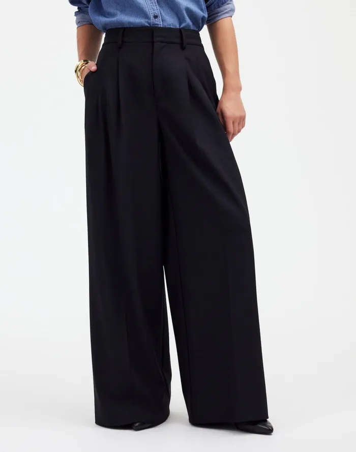 Women Pants Madewell The Harlow SuperwideLeg Trouser True Black