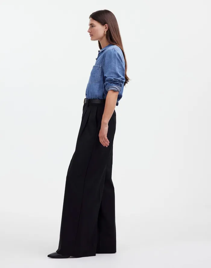Women Pants Madewell The Harlow SuperwideLeg Trouser True Black