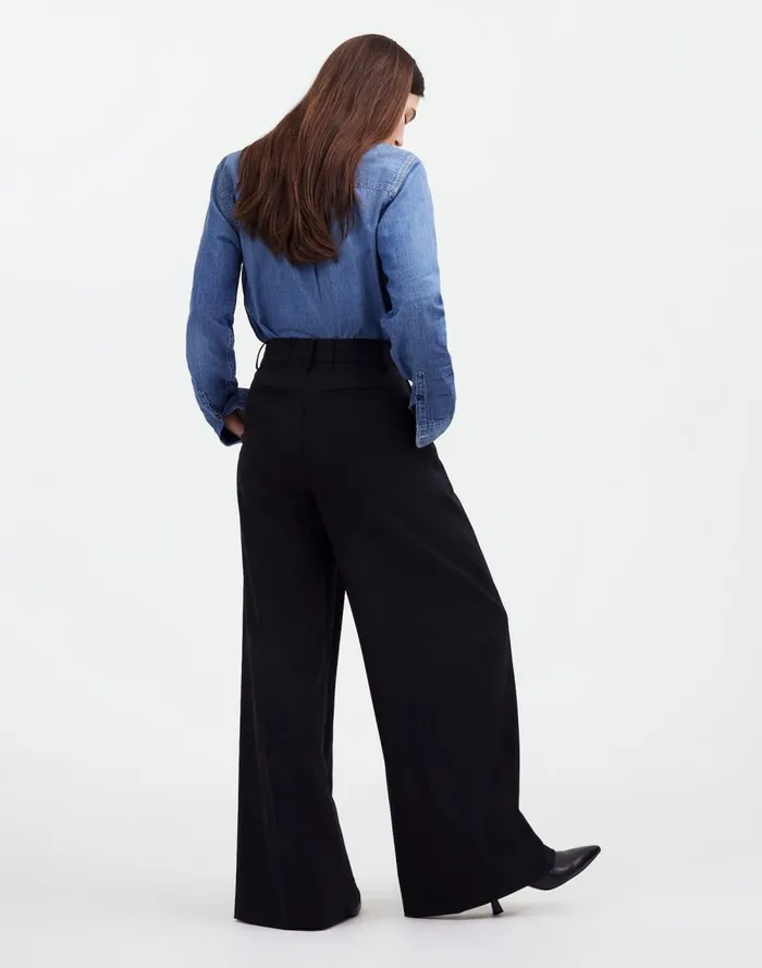 Women Pants Madewell The Harlow SuperwideLeg Trouser True Black