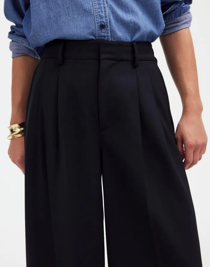 Women Pants Madewell The Harlow SuperwideLeg Trouser True Black