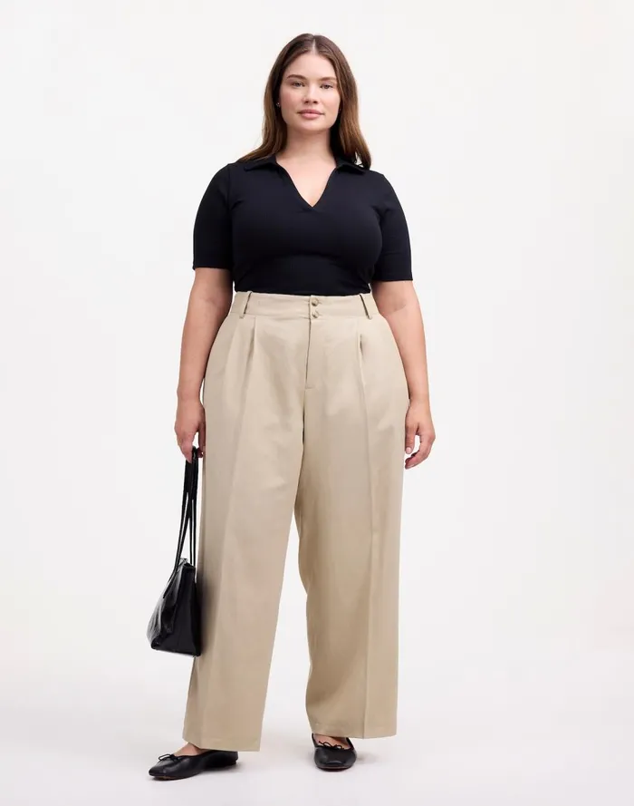 Women Pants Madewell The Plus Harlow WideLeg Pant In Drapey Twill Vintage Khaki