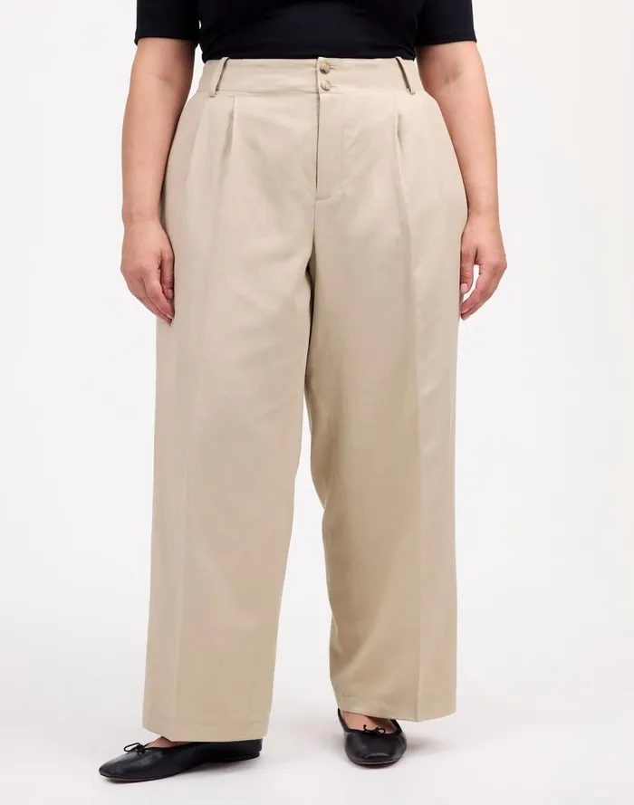 Women Pants Madewell The Plus Harlow WideLeg Pant In Drapey Twill Vintage Khaki