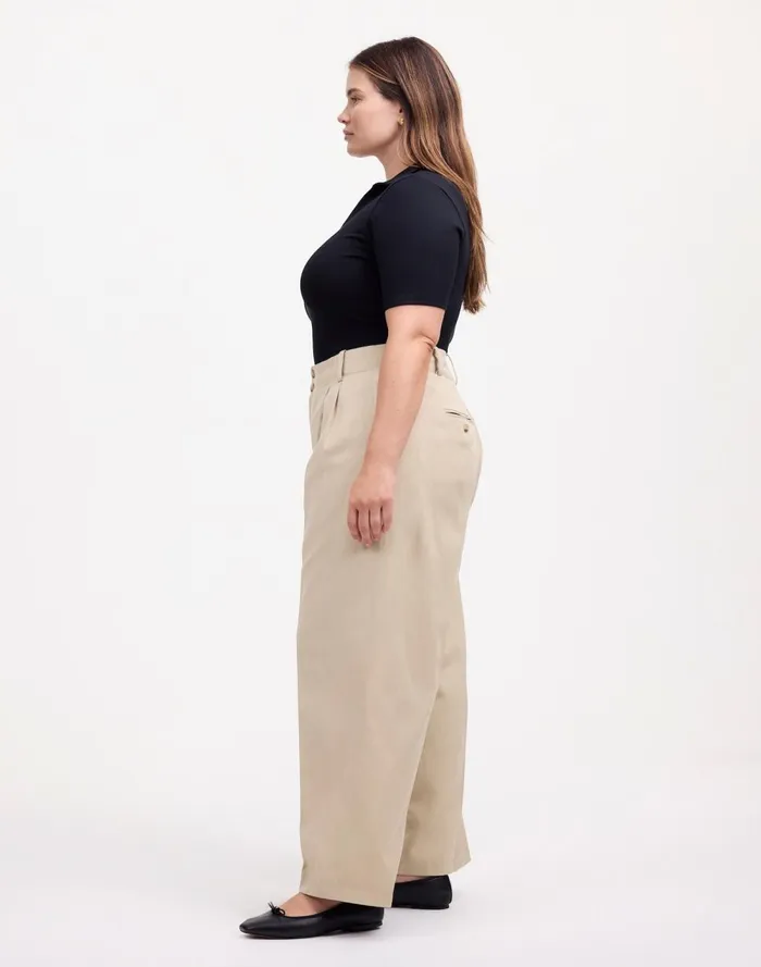 Women Pants Madewell The Plus Harlow WideLeg Pant In Drapey Twill Vintage Khaki