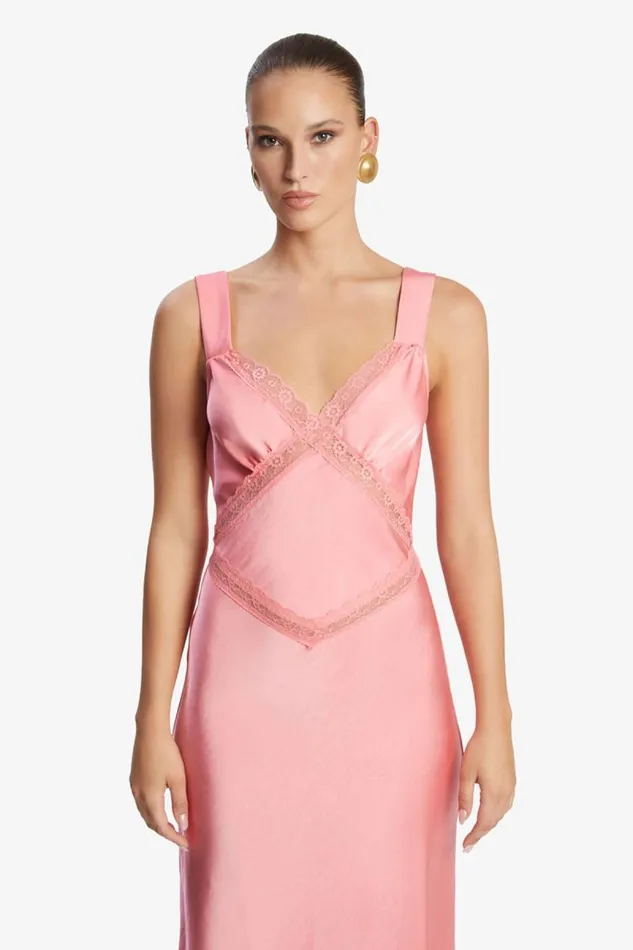 Women Party Dresses Bardot Emory Satin Slip Dress In Pink Pink Women Party Dresses Bardot Emory Satin Slip Dress In Pink Pink