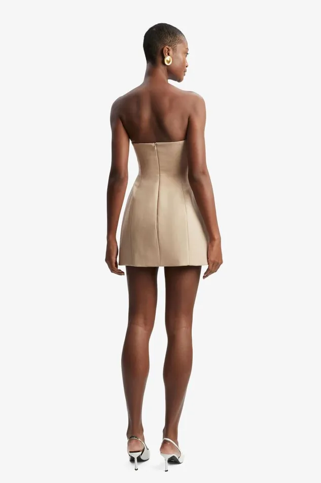 Women Party Dresses Bardot Madeline Hour Glass Mini Dress In Tan Tan