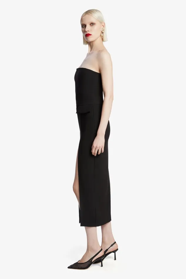 Women Party Dresses Bardot Nikki Strapless Midi Dress In Black Black Women Party Dresses Bardot Nikki Strapless Midi Dress In Black Black