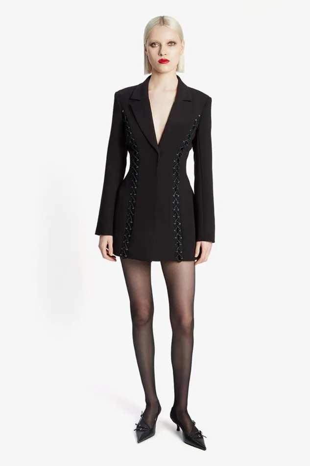 Women Party Dresses Bardot Verity Lace Up Blazer Dress In Black Black Women Party Dresses Bardot Verity Lace Up Blazer Dress In Black Black
