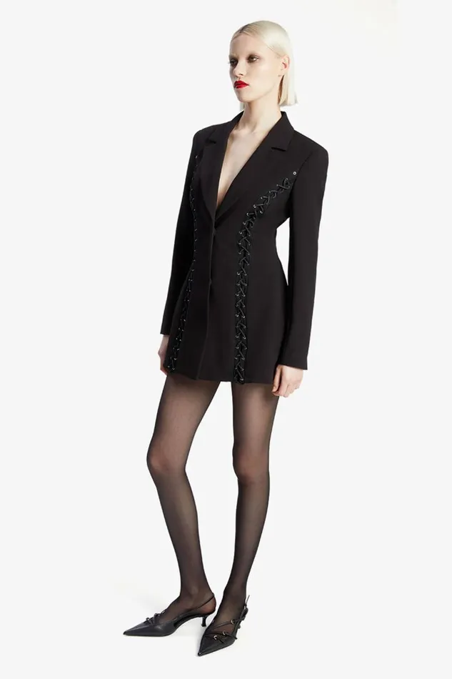Women Party Dresses Bardot Verity Lace Up Blazer Dress In Black Black Women Party Dresses Bardot Verity Lace Up Blazer Dress In Black Black