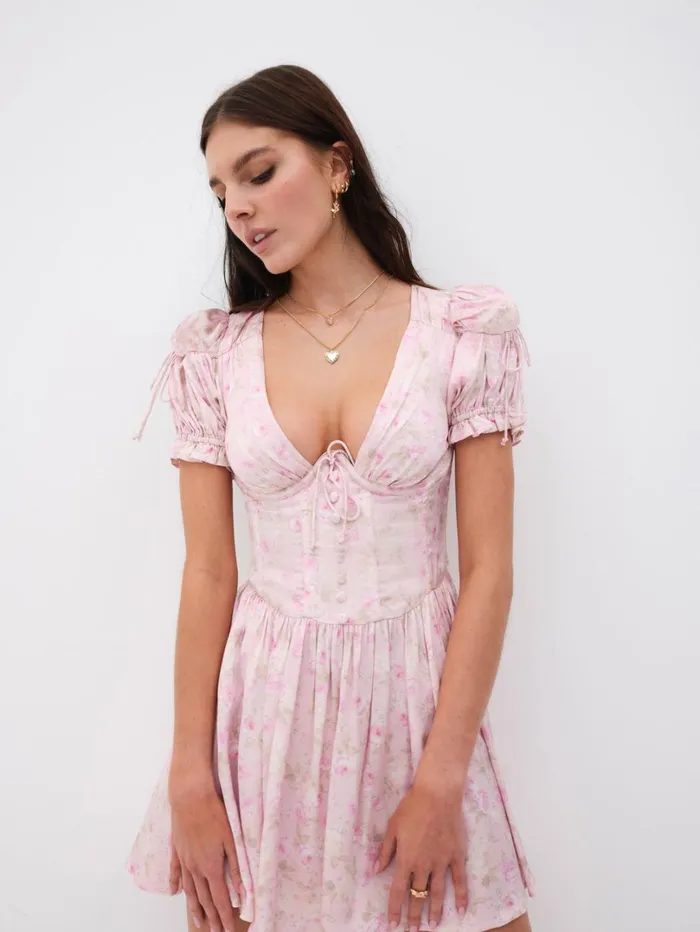 Women Paulina Puff Sleeve Mini Dress Light Pink For Love and Lemons Dresses Women Paulina Puff Sleeve Mini Dress Light Pink For Love and Lemons Dresses