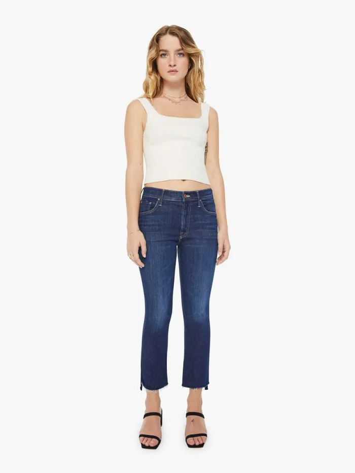 Women Petites Mother Denim PETITES The Lil039 Insider Crop Step Fray Blue