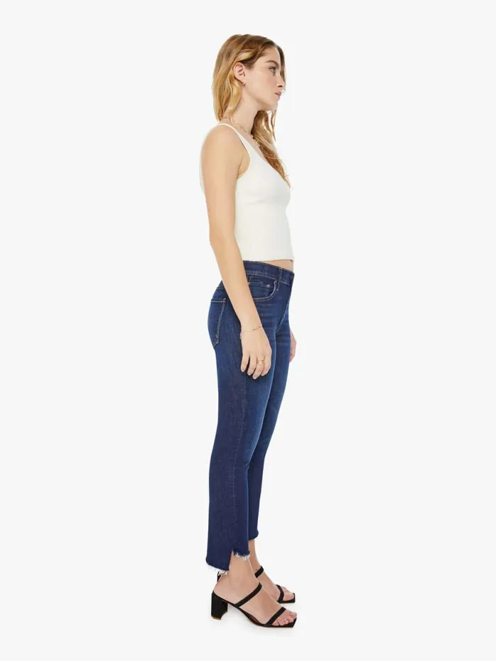 Women Petites Mother Denim PETITES The Lil039 Insider Crop Step Fray Blue
