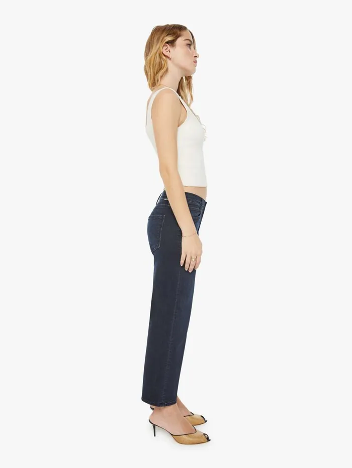 Women Petites Mother Denim PETITES The Lil039 Mid Rise Zip Rambler Black