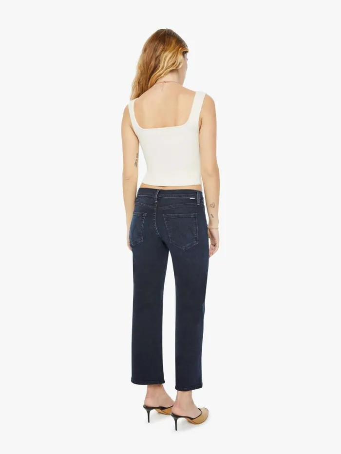 Women Petites Mother Denim PETITES The Lil039 Mid Rise Zip Rambler Black