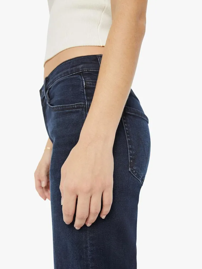 Women Petites Mother Denim PETITES The Lil039 Mid Rise Zip Rambler Black
