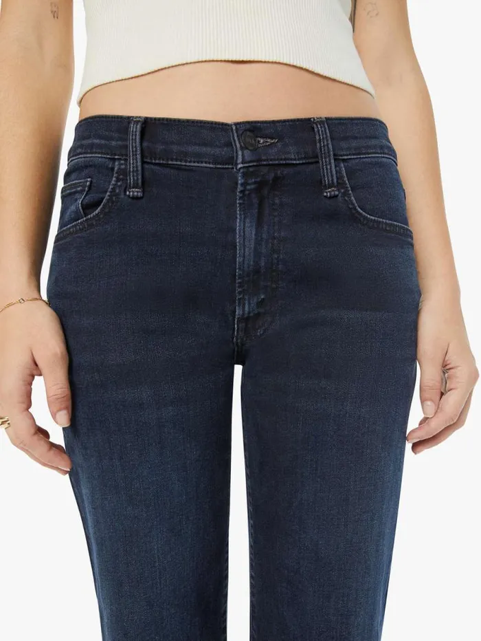 Women Petites Mother Denim PETITES The Lil039 Mid Rise Zip Rambler Black