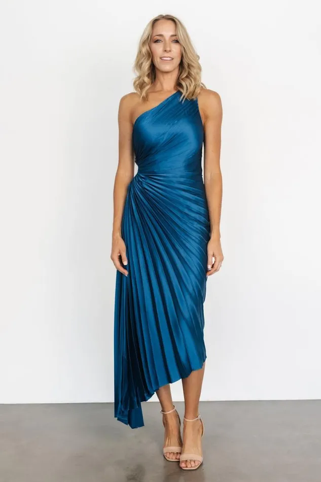 Women Presley One Shoulder Pleated Dress Sapphire Baltic Born Maxi Dresses