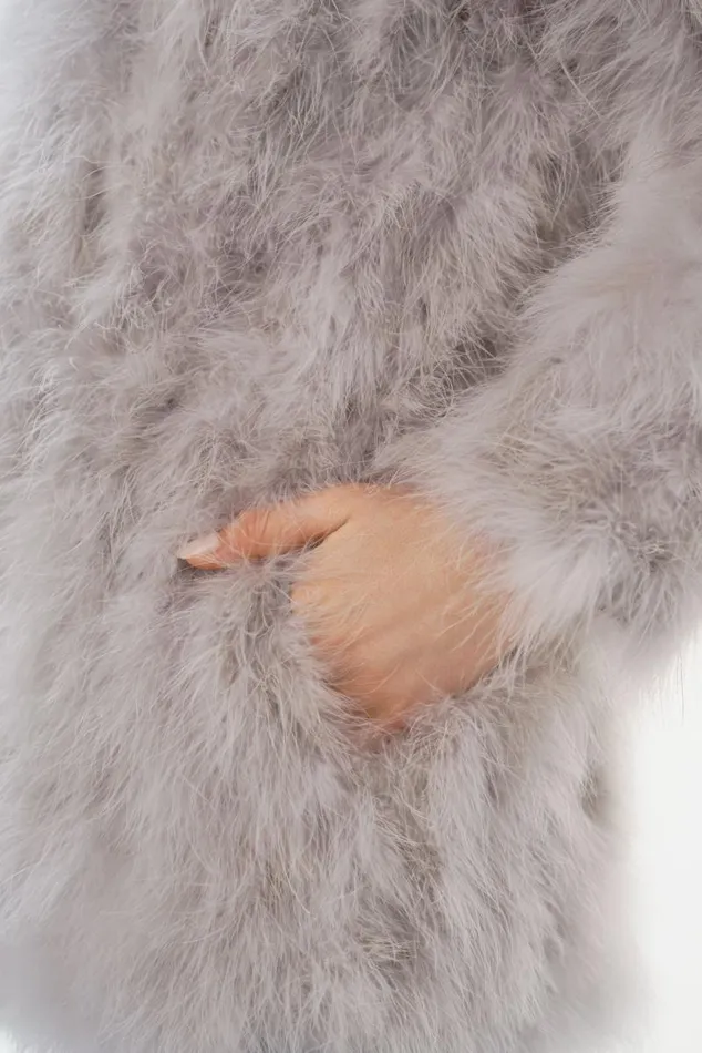 Women RABEA Feather Coat Light Grey LAMARQUE Feather Jackets Women RABEA Feather Coat Light Grey LAMARQUE Feather Jackets