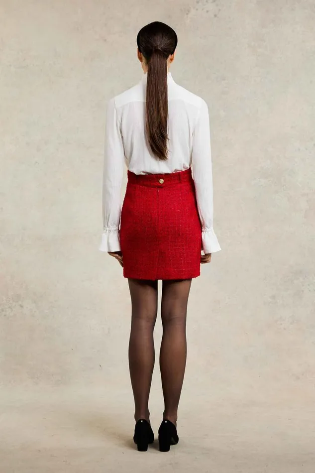 Women Regency Skirt Red Boucle Holland Cooper Tailoring Women Regency Skirt Red Boucle Holland Cooper Tailoring