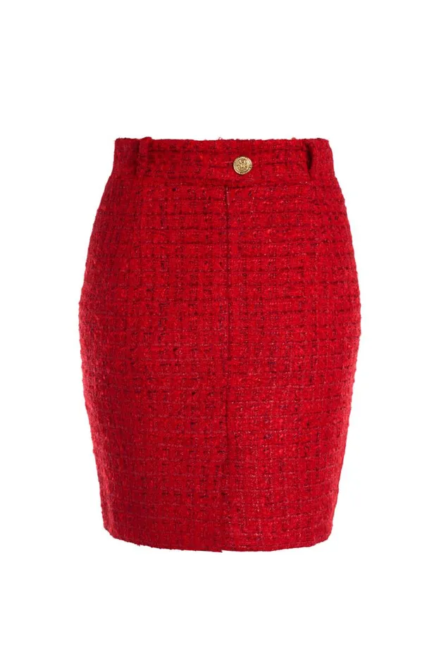 Women Regency Skirt Red Boucle Holland Cooper Tailoring Women Regency Skirt Red Boucle Holland Cooper Tailoring