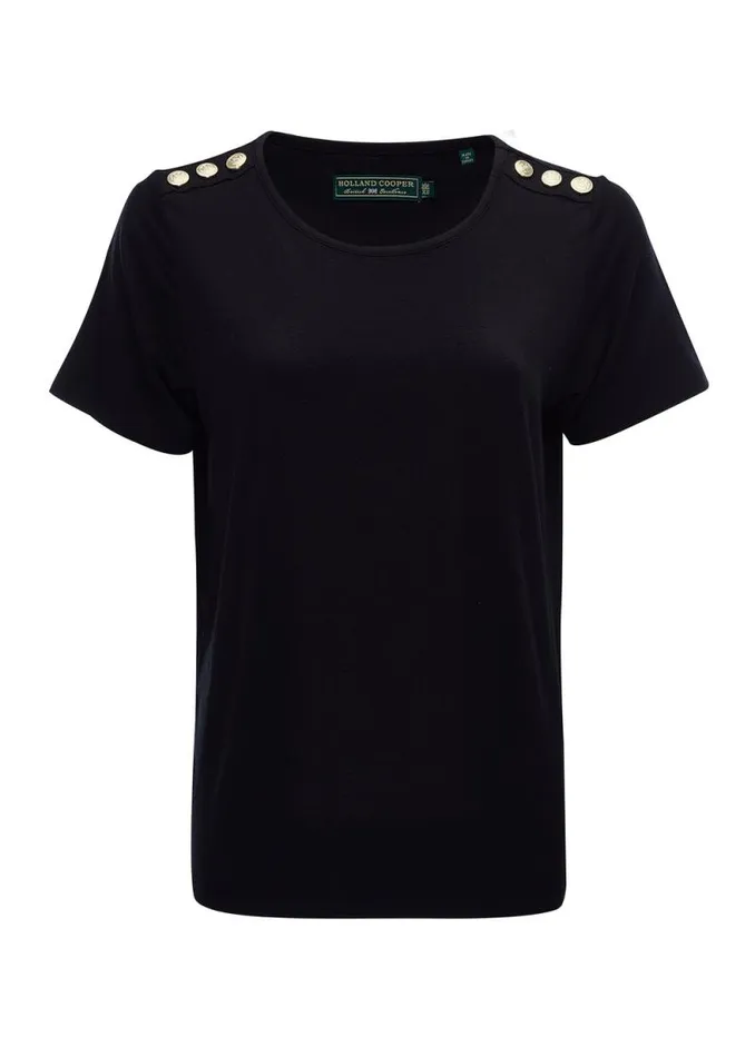 Women Relax Fit Crew Neck Tee Black Holland Cooper Tops Women Relax Fit Crew Neck Tee Black Holland Cooper Tops