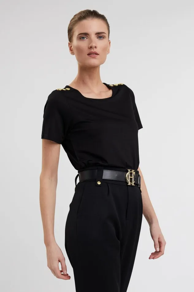 Women Relax Fit Crew Neck Tee Black Holland Cooper Tops Women Relax Fit Crew Neck Tee Black Holland Cooper Tops
