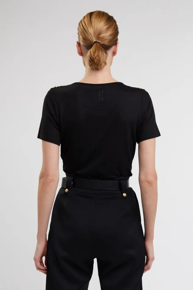 Women Relax Fit Crew Neck Tee Black Holland Cooper Tops Women Relax Fit Crew Neck Tee Black Holland Cooper Tops