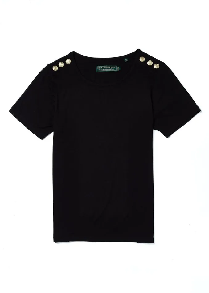 Women Relax Fit Crew Neck Tee Black Holland Cooper Tops Women Relax Fit Crew Neck Tee Black Holland Cooper Tops