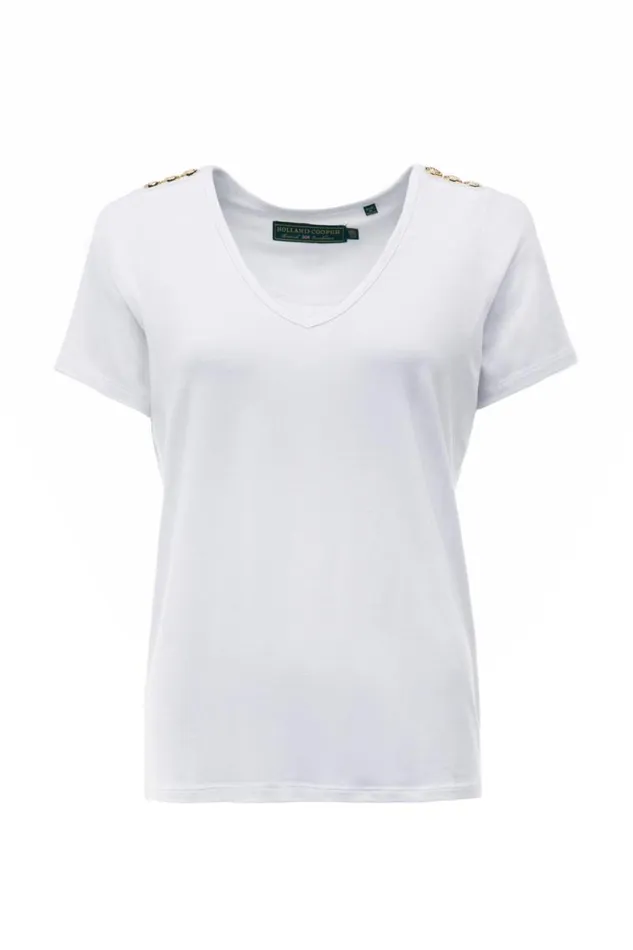 Women Relax Fit VNeck Tee White Holland Cooper Tops