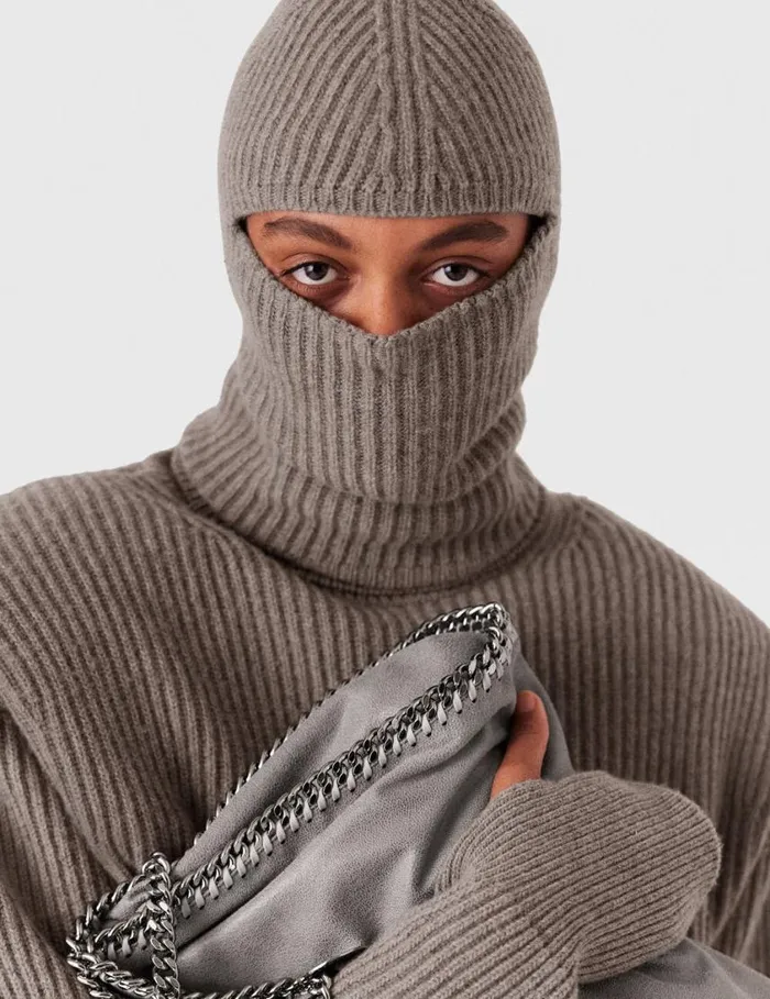 Women Ribbed Balaclava Taupe Brown Stella McCartney Knitwear Women Ribbed Balaclava Taupe Brown Stella McCartney Knitwear