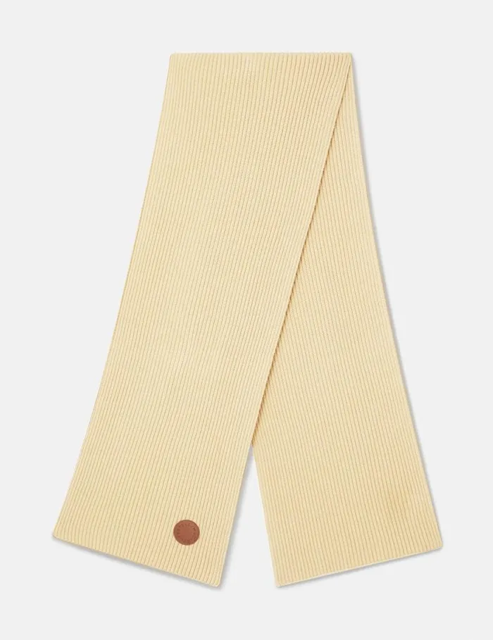 Women Ribbed Logo Scarf Lemon Yellow Stella McCartney Knitwear