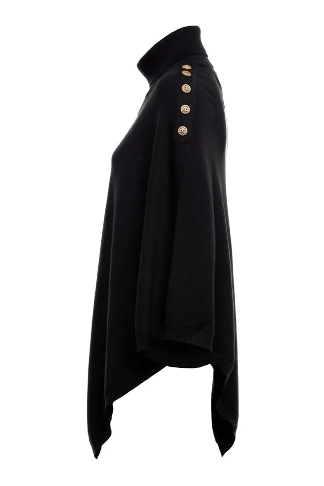 Women Roll Neck Cape Black Holland Cooper Knitwear