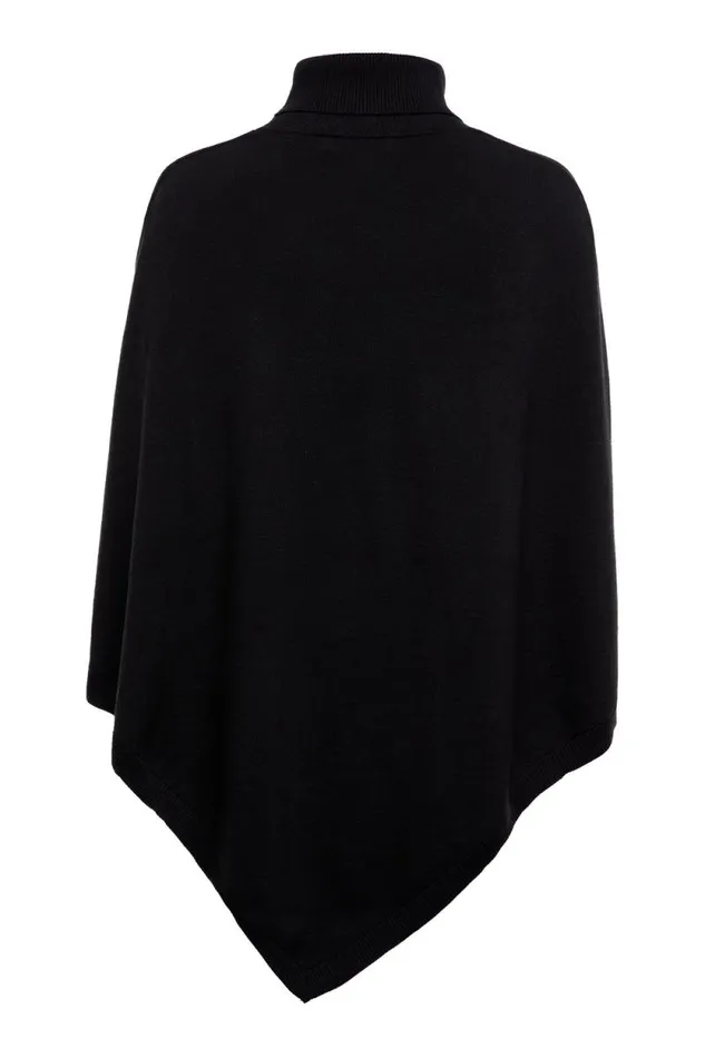 Women Roll Neck Cape Black Holland Cooper Knitwear