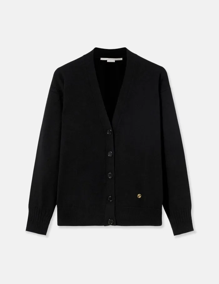Women Round Neck Long Sleeved Cardigan Black Stella McCartney Knitwear