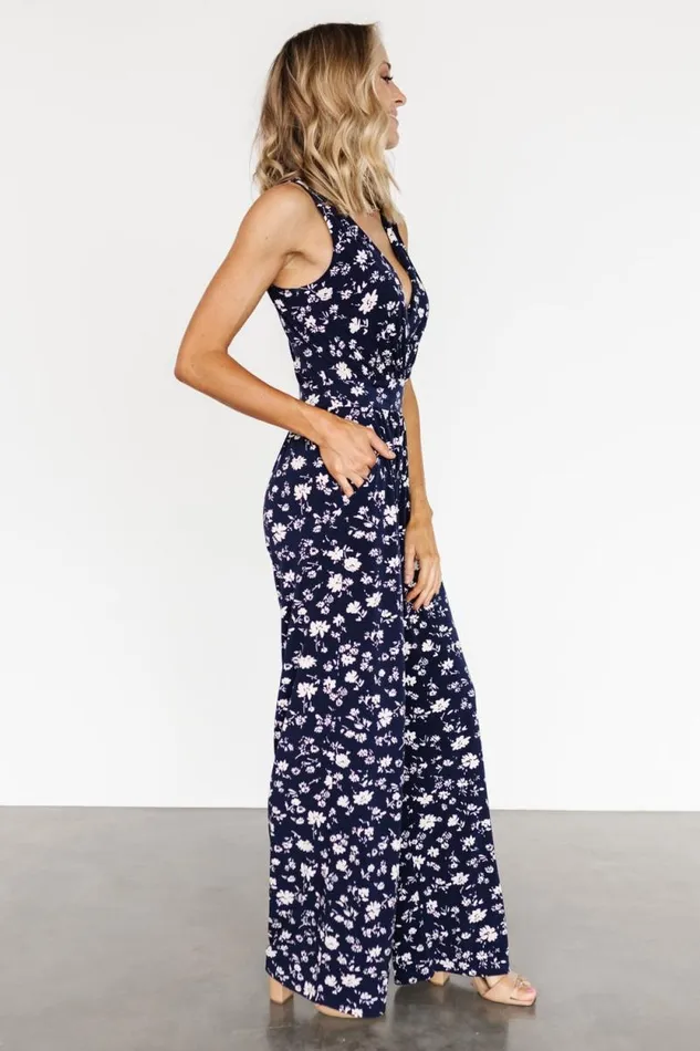 Women Rudie Sleeveless Jumpsuit Dark Blue Floral Baltic Born Jumpsuits and Rompers