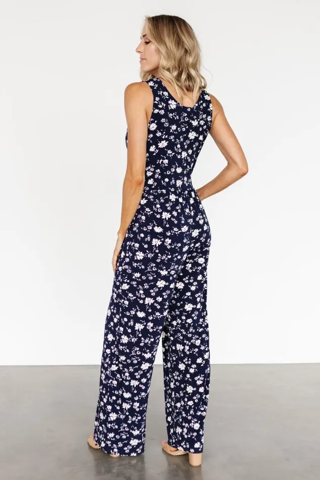 Women Rudie Sleeveless Jumpsuit Dark Blue Floral Baltic Born Jumpsuits and Rompers