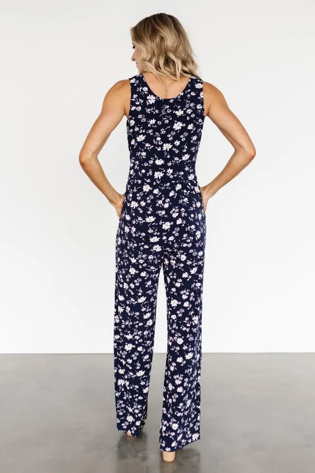 Women Rudie Sleeveless Jumpsuit Dark Blue Floral Baltic Born Jumpsuits and Rompers