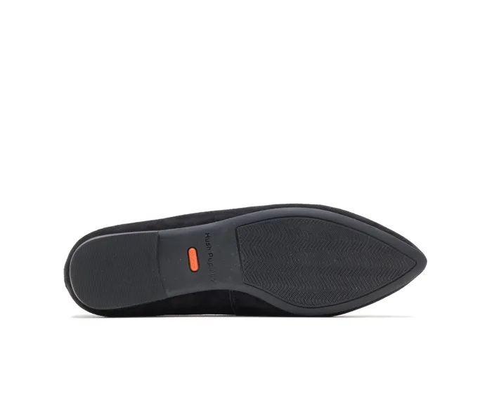 Women Sadie Tassel SlipOn Black Suede Flats and SlipOns Hush Puppies