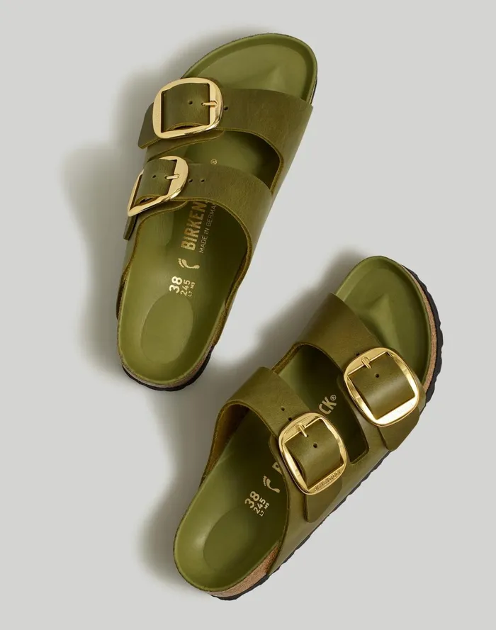 Women Sandals Madewell Birkenstock Big Buckle Arizona Sandals Green Olive