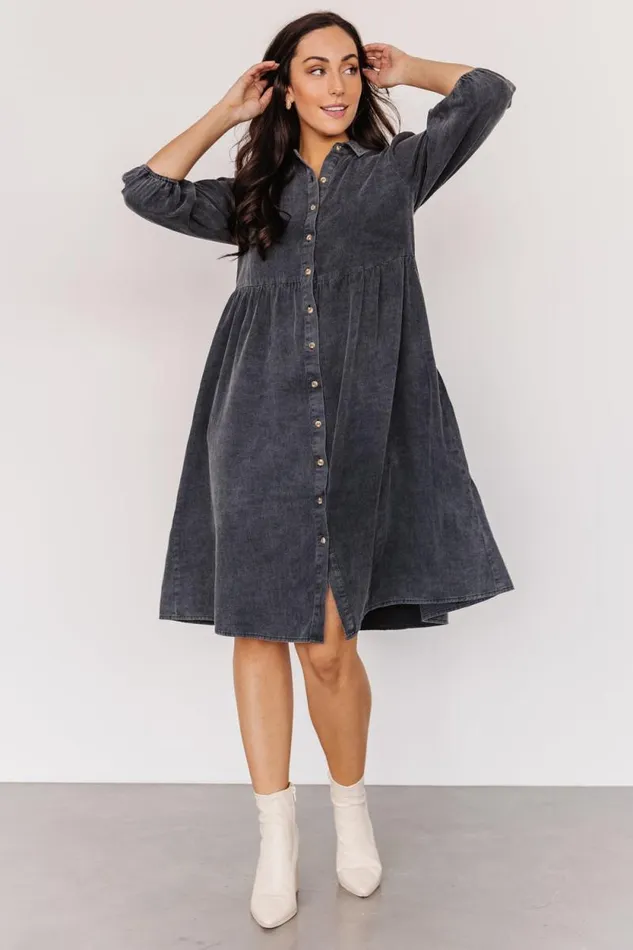 Women Sari Babydoll Dress Washed Black Baltic Born Short Dresses