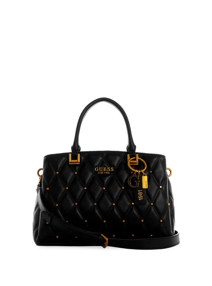 Women Satchel GUESS Black Triana Three Compartment Satchel
