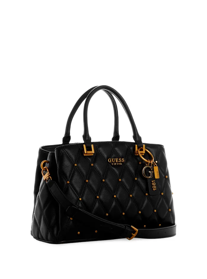 Women Satchel GUESS Black Triana Three Compartment Satchel Women Satchel GUESS Black Triana Three Compartment Satchel